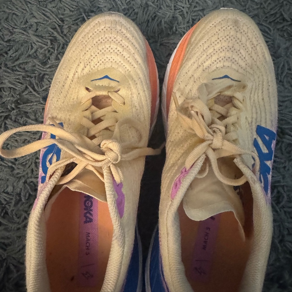 Hoka Yellow and Blue Running Shoes